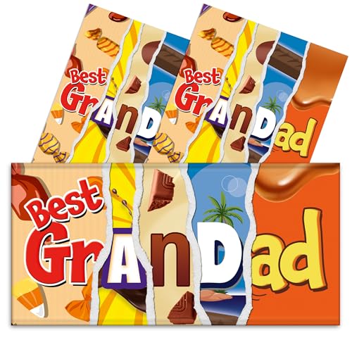 Triple Pack - 3x Best Grandad Novelty Chocolate Bar Wrappers Funny Joke Fathers Day Husband Grandpa Birthday Secret Santa Gift Prank Fun Present. Pack of 3. (Chocolate Not Included)