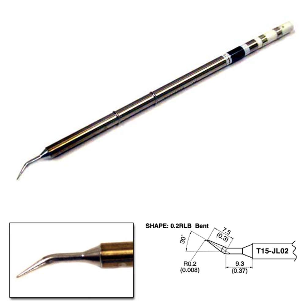 Hakko T15-JL02 - T15 Series Soldering Tip; Bent Conical; R0.2mm/30° x 7.5mm x 9.3mm