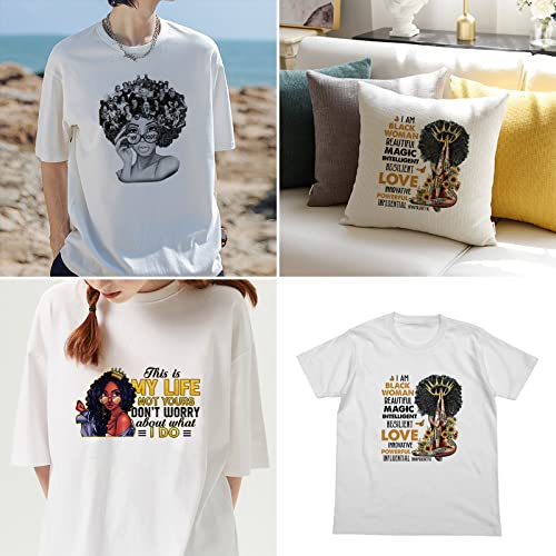 Homico 6 Pcs Black Woman Daisy Crown Beauty Iron On Patches Diy Heat Transfer Stickers For Clothing Design Fashion Girl T-Shirt Washable Decoration Applique (L+S) #TOP5