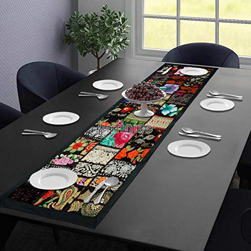 Chemin de table patchwork 40x152 cm en coton fait main pour table rectangulaire - 2