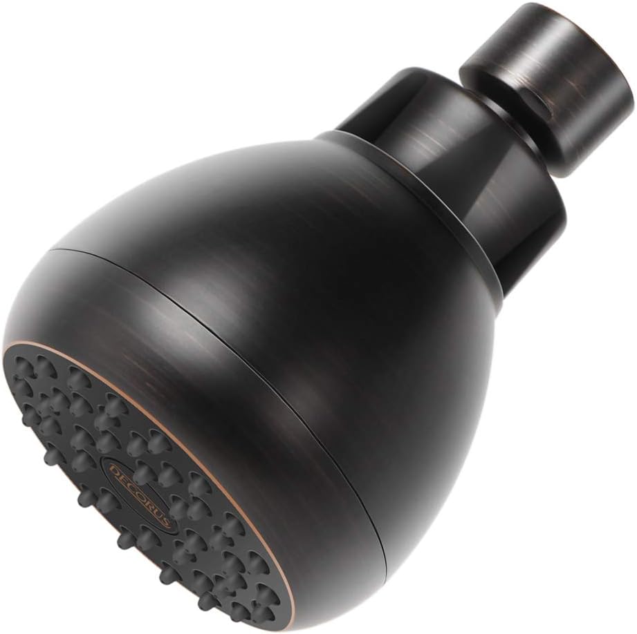 DECORUS Shower Head High Pressure 3-Inch Anti-clog Anti-leak Fixed Showerhead Adjustable Brass Ball Joint Enjoyable Shower Experience Even at Low Water Pressure and Flow Oil-Rubbed Bronze