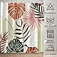 Bovlleetd Botanical Rideau de Douche Abstrait Tropical Plantes Medieval Maple Palm Leaf Rideau de Douche Boho Boy Girl Bathroom Art Decor Curtain Geometric Washable Tub Decoration Curtain 180x180cm