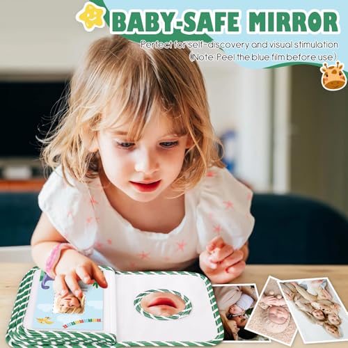 Lanpn Album na zdjęcia zawiera 17 zdjęć 10x15cm, Album Fotograficzny My First Fotoksiążka Miękka Książka Rodzinna z naklejkami na kartę z imieniem prezent na baby shower noworodki (Zwierzę, Zielony)