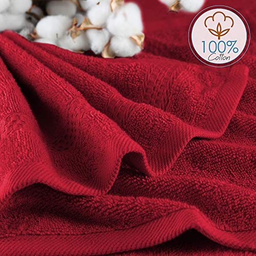 Image of Hearth & Harbor Washcloths 12 Pack - 100% Cotton Washcloth for Body and face, High Absorbent and Soft 13 inchx13 inch Body Wash Cloth, Quick Dry - Red Washcloths