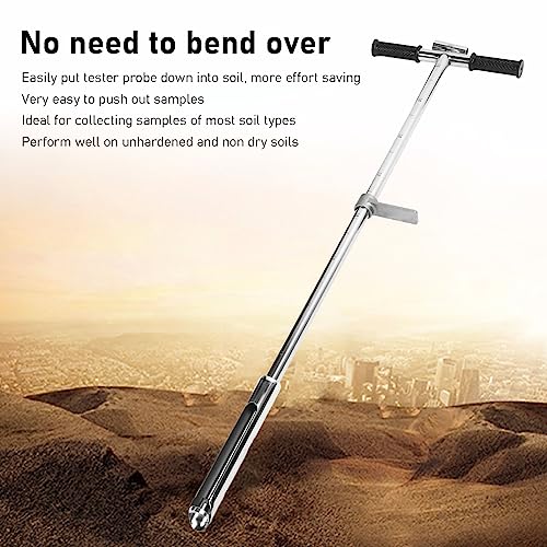 Bodenprobenehmer Sonde mit Pedal und Griff, Edelstahl Boden Test Bodensonden Stab Gartenarbeit Böden Sonde, für Bodenprobenahme Pflanzenpflege Garten Rasen Bauernhof 105cm / 41.3in