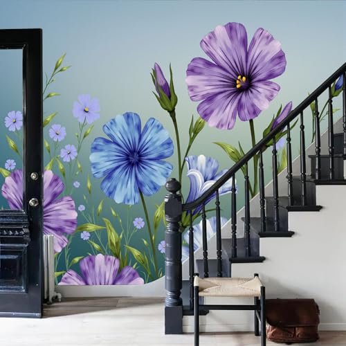 Papier peint fleurs sauvages 3D pour transformer un mur de salon terne - 7
