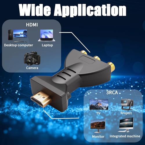 HDMI to RCA Converter 1080P High-Definition Video Adapter Gold Plated Interface Red White Yellow AV Video Audio Adapter HDMI In to AV Out Male to Female for PC, Laptop, Xbox, TV, DVD, Projector - Image 5