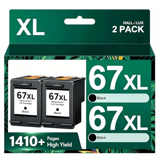 67XL Black Ink Cartridge Replacement for HP Ink 67 67XL Compatible with Envy 6000 6055e 6400e 6455e 6458e DeskJet 2755e 2700 4100 4155e Printer (2 Black)