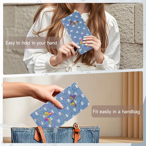 Wallet Women Ultra Slim Thin Denim Womens Wallet RFID Blocking Bifold Clutch Long Ladies Wallet4
