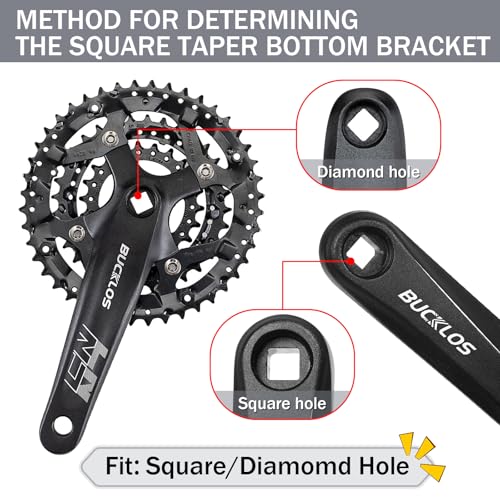 BUCKLOS Bike Square Taper Bottom Bracket - 68/80/90/100/110/120x110.5 113 116 118 122.5 127 140 152 156 166 174mm Bicycle BSA Brackets for Mountain/MTB/Road/Fat Bike/Ebike by BUCKLOS - Image 2