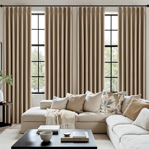MIULEE Cafe Brown Pinch Pleated 100% Blackout Linen Curtains 40x96 Inches by MIULEE - Used condition - Image 7