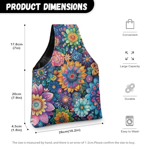 Image of ZUXONGSYBoho Colorful Floral Yarn Bag with Holes for Crochet Lightweight Yarn Storage Bag Organizer Portable Knitting Handbags and Totes Knitting Accessories