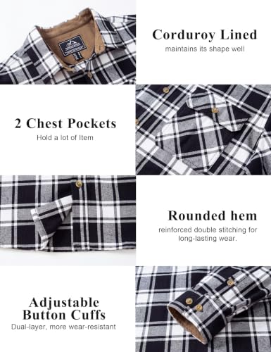 Image of Cotrasen Mens Flannel Shirts Cotton Plaid Button Down Shirt