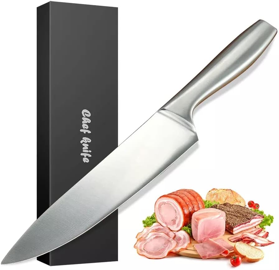 ADBIs - Cuchillo de chef profesional con caja de regalo ultra afilado acero entero forjado diseño de mango ergonómico