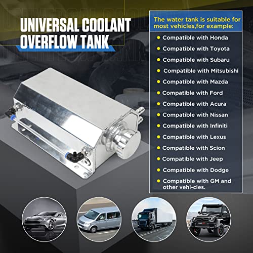 Radiator Overflow Tank 2L Universal Coolant Overflow Tank Aluminum