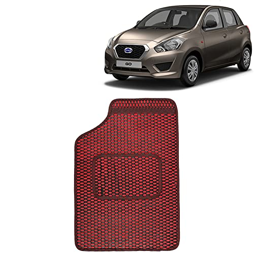 Image of Kingsway Dotted Design Car Floor Foot Mats Universal Fit for Datsun Go, Model Year : 2014 Onwards, Water and Dustproof, Color Red, Set of 5 Pieces
