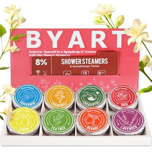 Shower Steamers Aromatherapy, 8% Natural Essential Oils, Women/Men Spa Steamer, Lingering Intense Aroma, Soothing Stress Relief, Body&Soul Relaxing Bath Bombs, Stocking Stuffer for Friend/Family