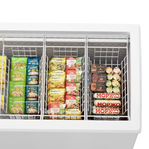 Slideep 17.5" Large Hanging Baskets Freezer Organizer Bin Sturdy Metal Wire Storage Baskets Organization for Pantry, Kitchen, White, Set of 2