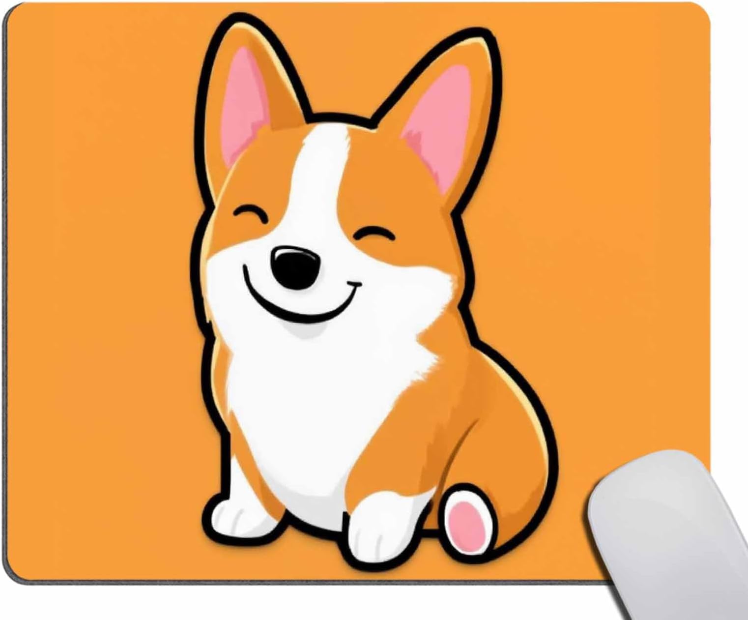 Mouse Pad, Yellow Cute Corgi Mouse Pad, Personalized Rectangle Mousepad Customized Mouse Pads with Designs Non-Slip Rubber Smooth MousePads for Computer Laptop 9.5"x7.9"x0.12" Inch