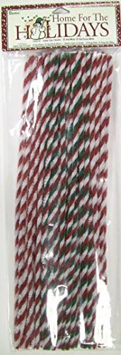 Darice Chenille Stems - 8mm - Red, White & Green Candy Cane Twists - 40 Pieces - Big Value