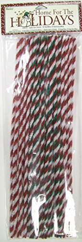 Darice Chenille Stems - 8Mm - Red, White & Green Candy Cane Twists - 40 Pieces - Big Value #TOP14