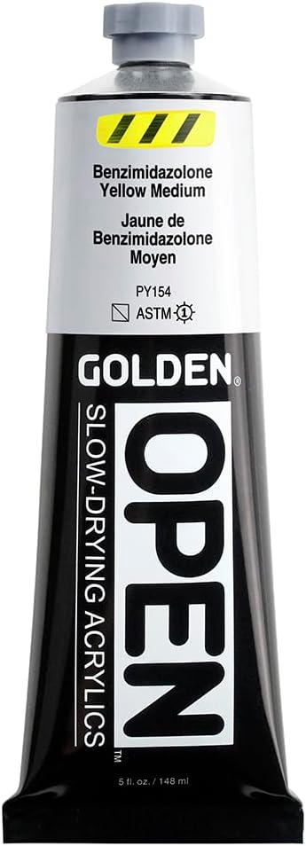 GOLDEN OPEN Slow-Drying Acrylics, Diarylide Yellow, 5 fl oz. tube, Professional Acrylic Paint, Semi-Opaque