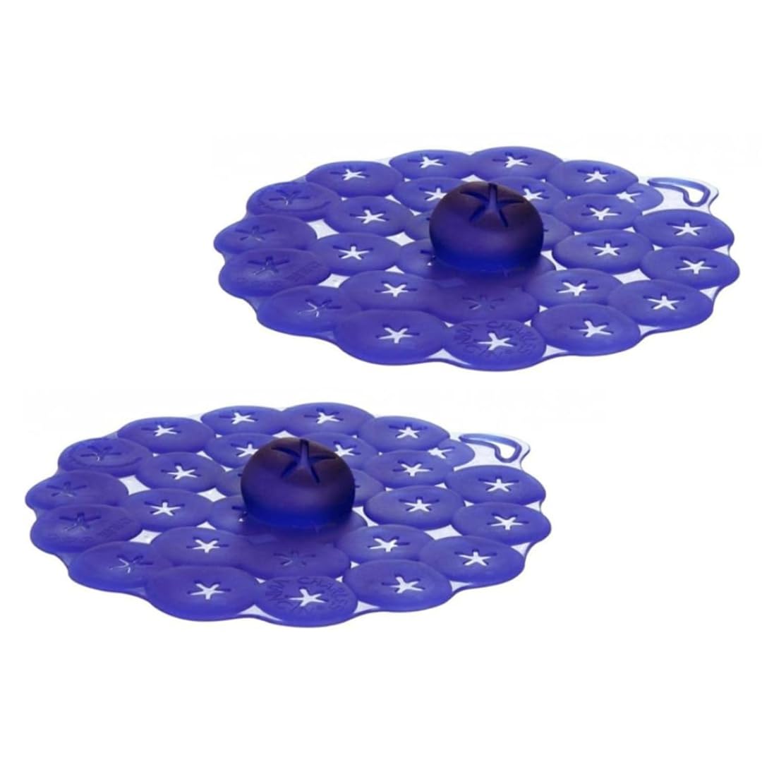 Charles Viancin Blue Silicone Berry Drink Airtight Lid/Cover Set Of 2,