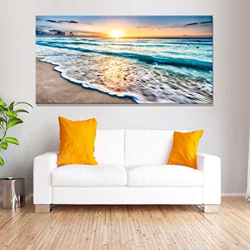 Duvez Large Beach Canvas Wall Art - 12 Variations - Mounting Accessories Included - Premium Wall Art for Living Room, Office, Bedroom, Bathroom & More - Ocean Sunset Photography - Beach Wall Art Decor - Image 2