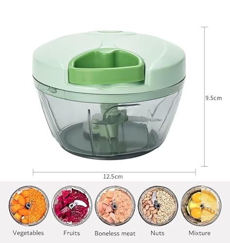 قطاعة خضروات يدوية، خلاط يدوي قابل للسحب مع 5 شفرات وفرشاة سيليكون واطار خفاق، محضر طعام للبصل والسلطة والثوم خال من البيسفينول ايه، ادوات المطبخ، اداة مطبخ يدوية لتقطيع الخضروات فرامة بصل (صغير)