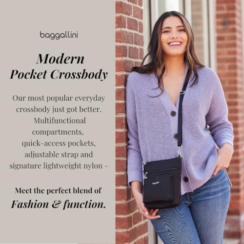 Baggallini Women's Modern Pocket Crossbody Bag, 8.5"x8.5" Handbag Purse with RFID, Lightweight Water-Resistant, Black, One Size by Baggallini - Image 3