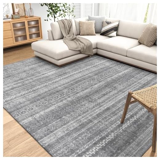 ReaLife Machine Washable Rug - Stain Resistant, Non-Shed - Eco-Friendly, Non-Slip, Family & Pet Friendly - Made from Premium Recycled Fibers - Moroccan Stripe - Gray/Light Blue, 7'6" x 9'6"