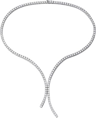 3MM Long Tassel Moissanite Tennis Necklace for Women 15-24 Inch D Color VVS1 Diamond Tennis Necklace 925 Sterling Silver Moissanite Tennis Chain Necklace for Prom Party