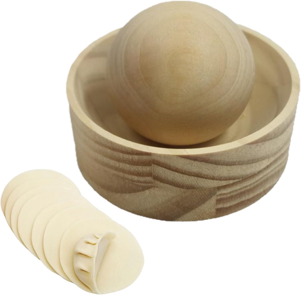 Ball Rolling Dumpling Maker | Wooden Manual Dumpling Wrappers | Multifunctional Rolling Round Ravioli Wrap Makers Machine | Reusable Manual Dumplings Skin Press Kitchen Gadgets for Home