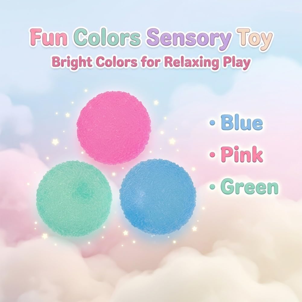Crystal Mochi Squishy Textured Mini Sugar Ball Stress Anxiety Reliever Maltose Balls Fuzz Crunchy Moldable Jelly Gel Sensory Squish Fidget Squeeze Toy for Kid Adult Party Favors Gift(3MIX,1.6IN)