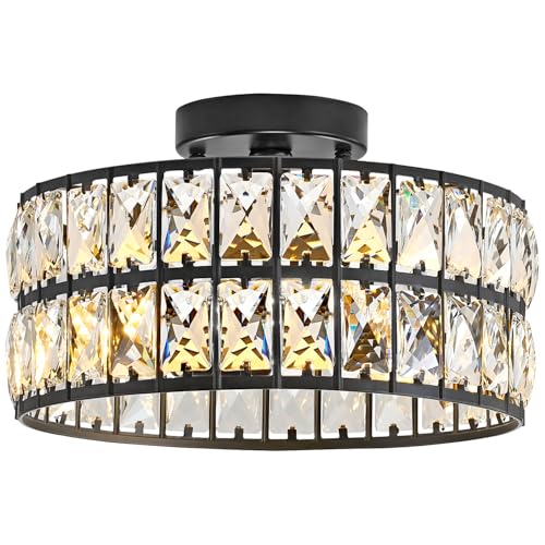 HuixuTe 3-Light Black Modern Crystal Bedroom Light Fixtures Ceiling - image 8