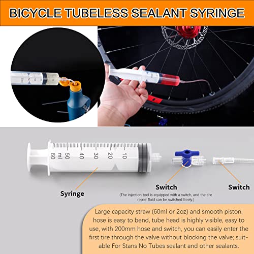Image of 23Pcs Cycling Syringe Tire Sealant Injector Syringe Kit Includes Presta Valve Cores, Bicycle Valve Core Removal Tool, Valve Caps for Bicycle Repair