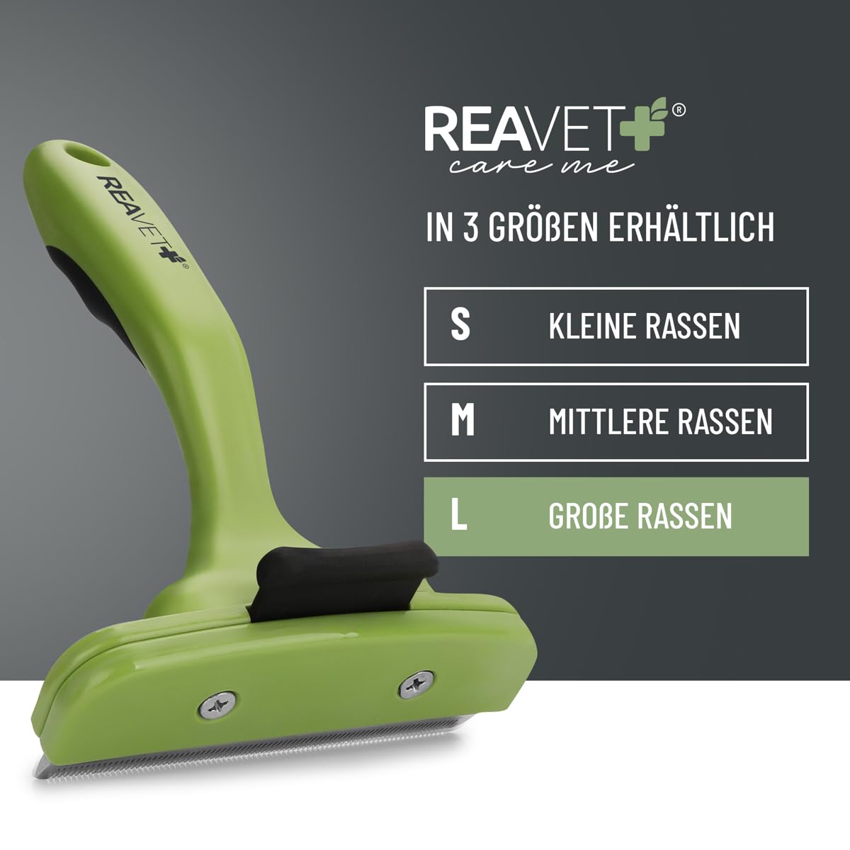 ReaVET Peigne pour sous-poil pour chiens et chats à poils courts I Grandes races I Enlève le sous-poil I Nourrit les poils de couverture I avec bouton autonettoyant I Peigne pour chat idéal pour