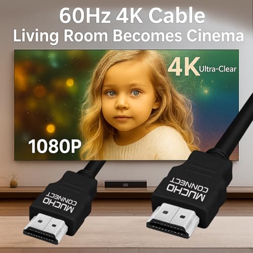 Image of Hdmi 2.0 Male To Male Cable,1.5 Meter,3D Compatible,4K @ 60Hz,Arc,Strong & Durable,Compatible With Tvs,Displays,A /V Receivers,Blu-Ray Players,Computers,Playstation & More,Black