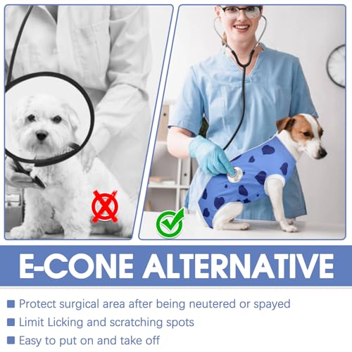 Image of BRKURLEG Small Dog Recovery Suit After Surgery Female Male, Abdominal Wound Protection, Back Zipper Spay Recovery Suit for Dogs & Cats, Soft Anti-Licking Puppy Onesie Pajamas, Cone Alternative, S