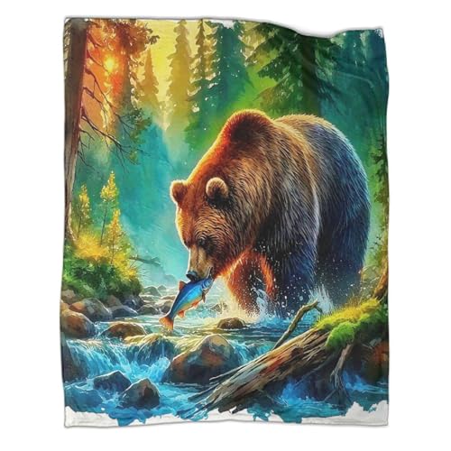 Couverture microfibre ours brun plaid lit chaud et doux pour chambre ado - 3