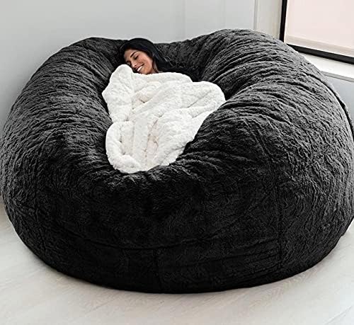 IJNBHU Puff Gigante XXL Peludo Cubierta para Sofá Perezoso Terciopelopuf de Piel sintética Funda de sofá Cama Perezoso Funda de puf de Pelo Gigante