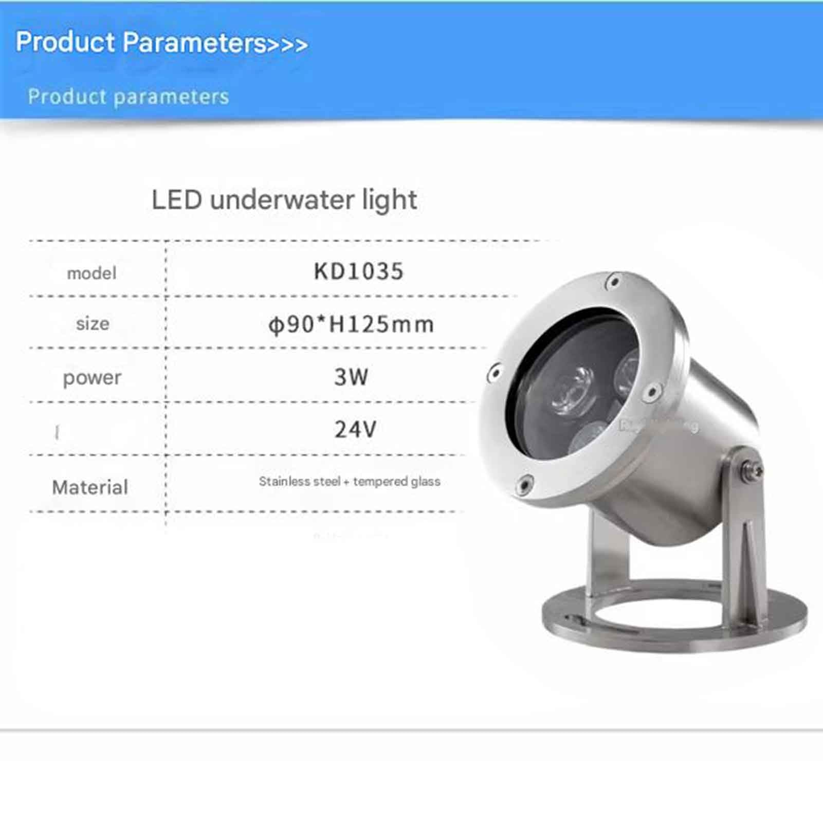 LED Strahler, 3W Wasserdicht Edelstahl Licht für Teich, Brunnen, Park, Pool Beleuchtung