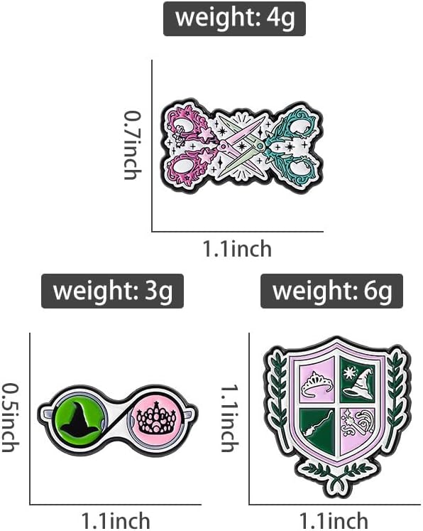 3 pcs Friendship Enamel Pin Set, Pink and Green Pin for Magic Hat and Crown image 2