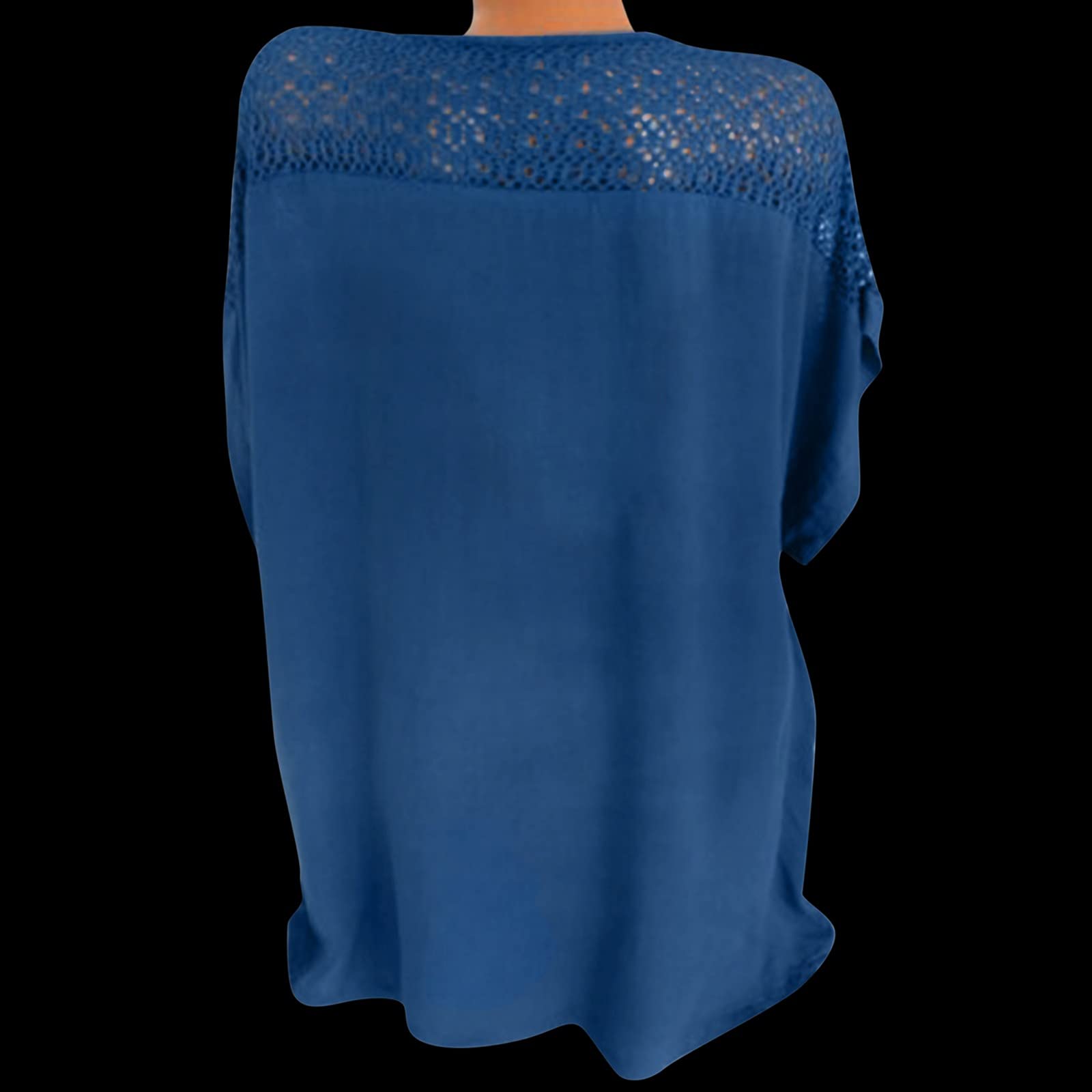 T-Shirts à Manches Courtes Femme Col en V- Haut Femme Ete Creuse Brodé Confortable Respirante Chauve-Souris Classiques Casual Chic Élégants Sexy Polyvalent Ample Top Style Tempérament Pas Cher
