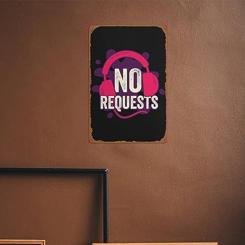 Ieitb No Requests Dj Design Music Poster Retro Tin Sign Wall Art Decor Metal Sign Decoration Sign 8X12 Inch thumb #5