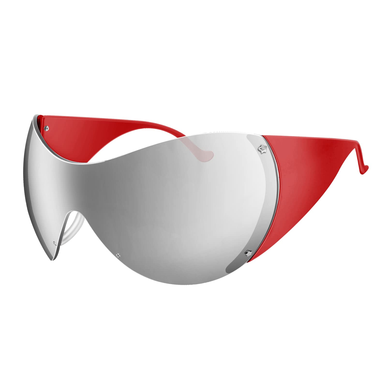 TYA Wrap Around Y2k Sunglasses For Women Men, Futuristic Oversized Shield Rimless Sun Glasses Fashion Vintage Shades
