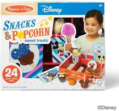 Melissa & Doug Disney Snacks & Popcorn Wooden Play Food Set β 24 Pieces | Mickey Mouse, Minnie, Wooden Toy for Boys and for Girls 3+ - FSC Certified (Pack of 3) - 2