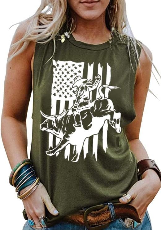 Camiseta sin mangas con la bandera estadounidense para mujer, camisetas del 4 de julio, camisetas patrióticas sin mangas para el 4 de julio