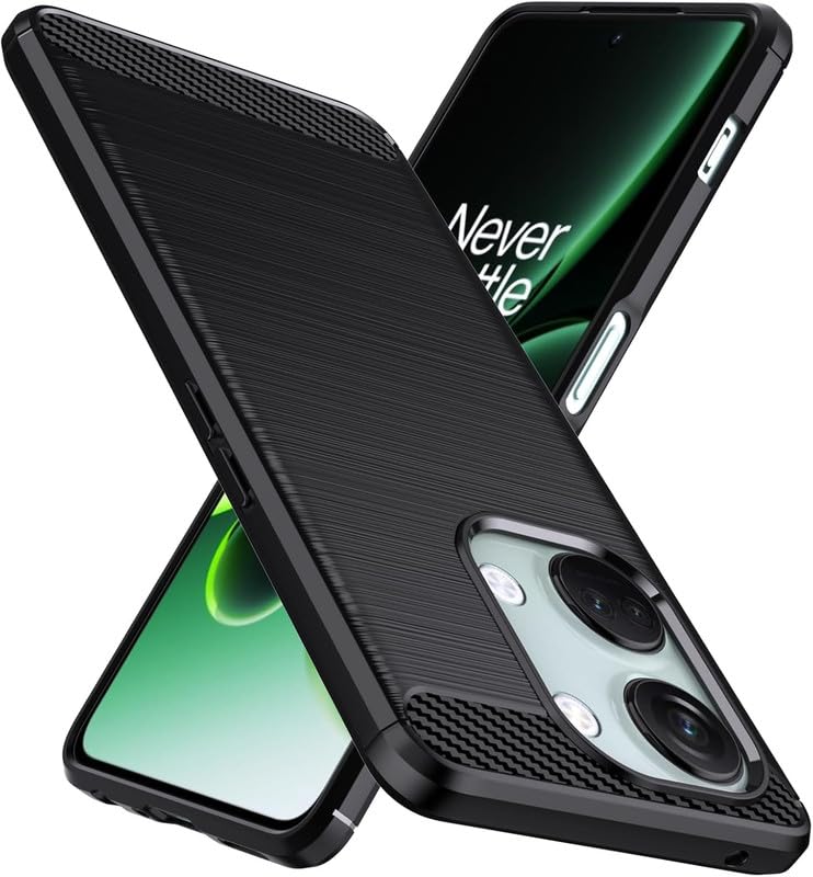 Image of NPRC Hybrid Ultra Slim Protective Case TPU Non-Slip Carbon Fiber Texture Shockproof Case Cover for Oneplus NORD 3 - Black