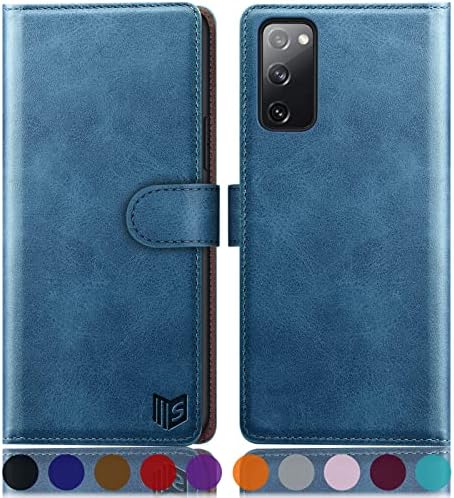 SUANPOT for Samsung Galaxy S20 FE case RFID Blocking Credit Card Holder, Flip Folio Book PU Leather Phone case Shockproof Cover Women Men for Samsung S20 FE case Light Brown